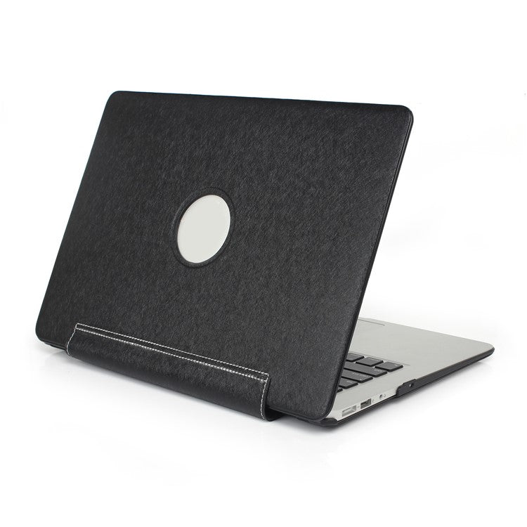 PU Leather + PC Laptop Protective Shell Cover with Heat Dissipation Hollow-out Design for MacBook Pro 15.4 inch (A1707/A1990) - Black