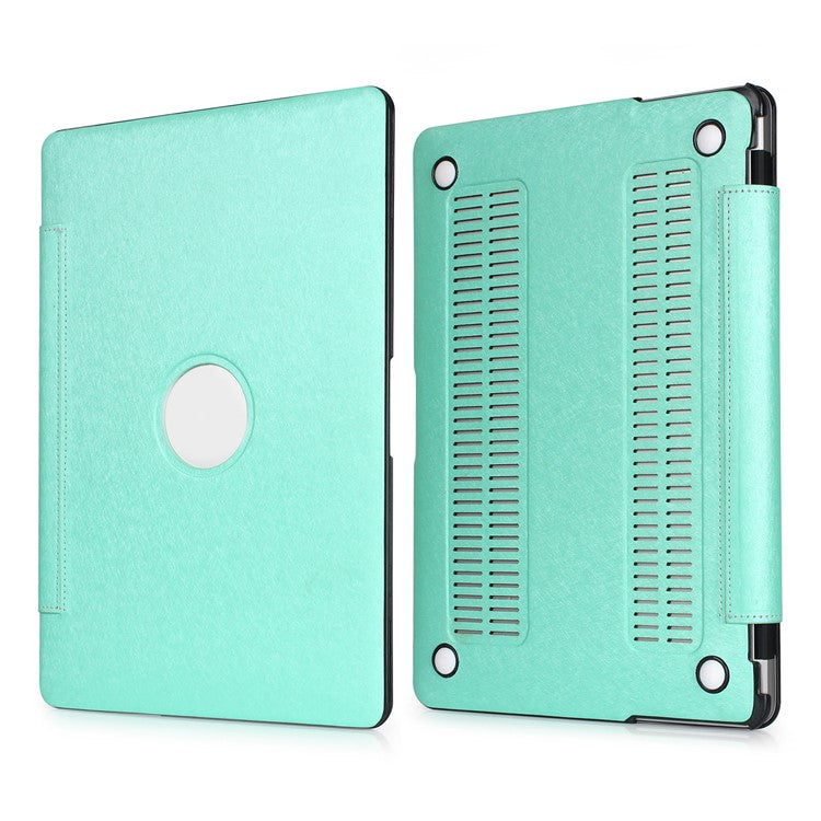 PU Leather + PC Laptop Protective Shell Cover with Heat Dissipation Hollow-out Design for MacBook Pro 15.4 inch (A1707/A1990) - Green