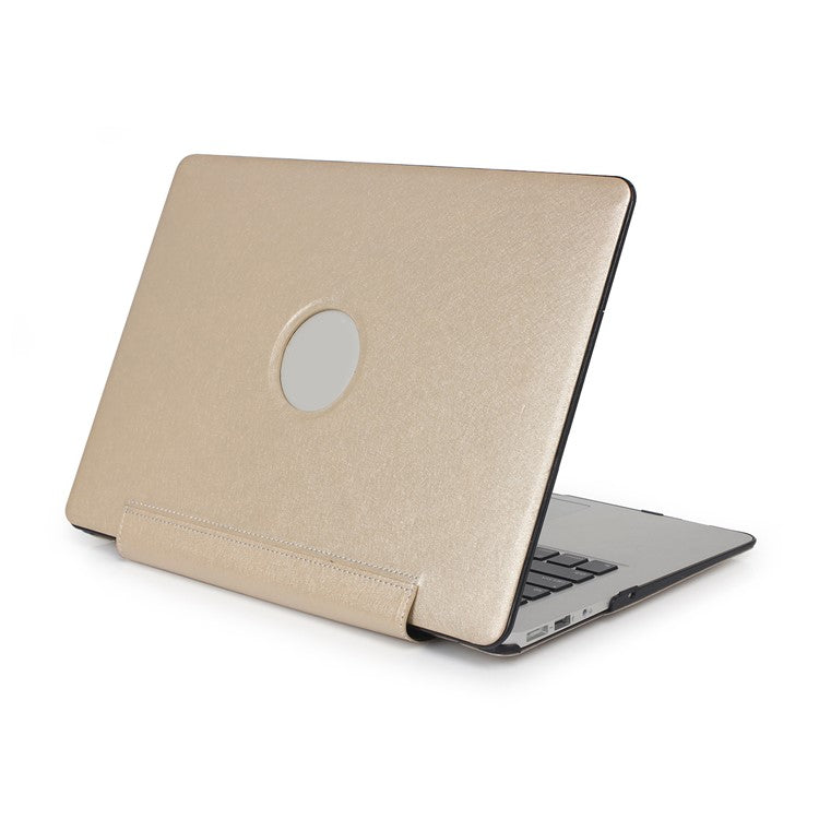 PU Leather + PC Laptop Protective Shell Cover with Heat Dissipation Hollow-out Design for MacBook Pro 15.4 inch (A1707/A1990) - Gold