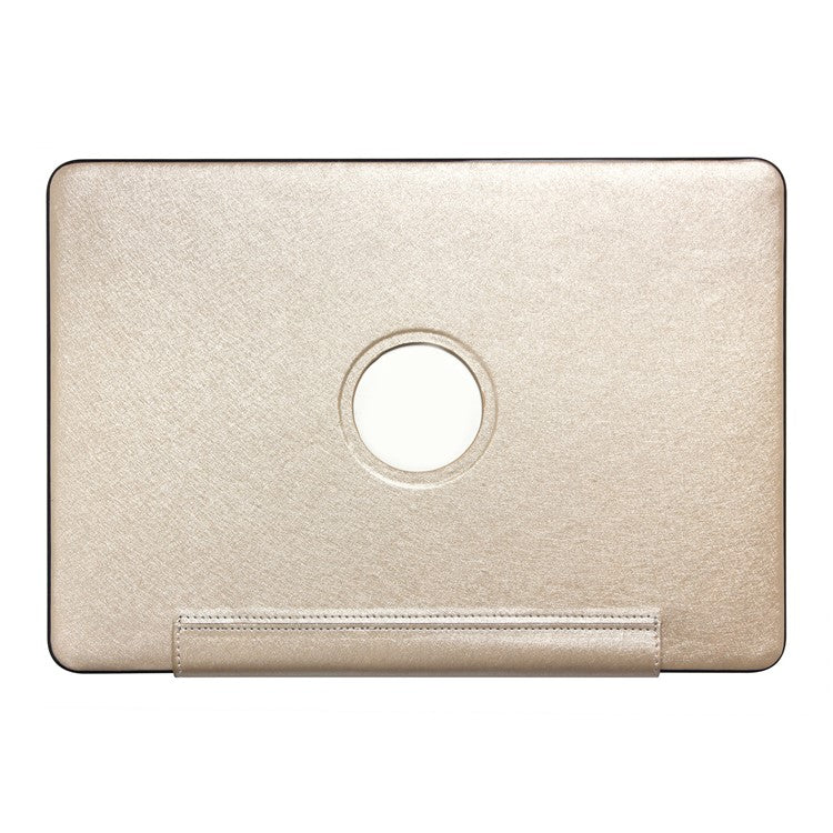 PU Leather + PC Laptop Protective Shell Cover with Heat Dissipation Hollow-out Design for MacBook Pro 15.4 inch (A1707/A1990) - Gold