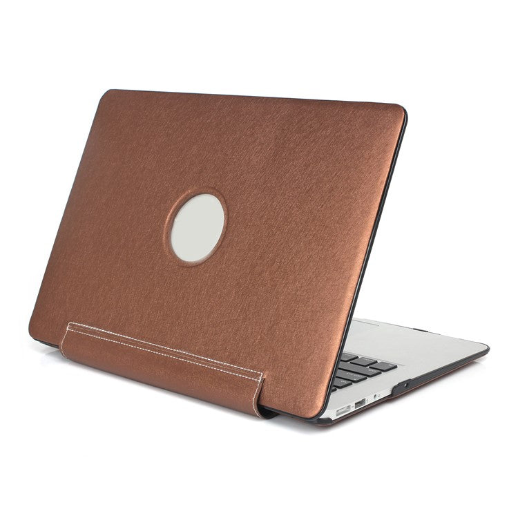 PU Leather + PC Laptop Protective Shell Cover with Heat Dissipation Hollow-out Design for MacBook Pro 15.4 inch (A1707/A1990) - Coffee