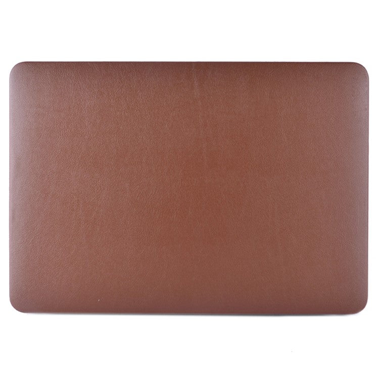 Single Side PU Leather Coated PC Protective Case with Hollow-out Bottom for MacBook Pro 13.3-inch (A1278) - Brown