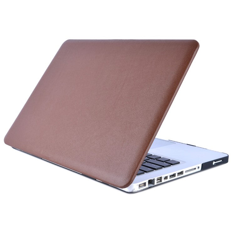 Single Side PU Leather Coated PC Protective Case with Hollow-out Bottom for MacBook Pro 13.3-inch (A1278) - Brown