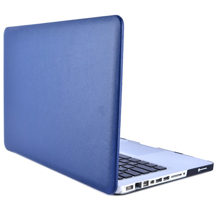 Single Side PU Leather Coated PC Protective Case with Hollow-out Bottom for MacBook Pro 13.3-inch (A1278) - Dark Blue