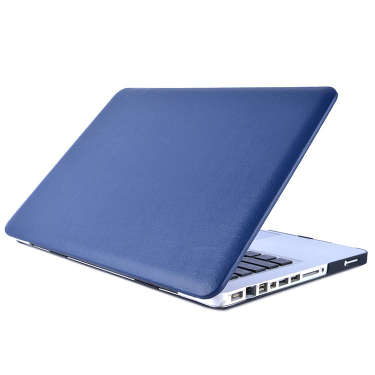 Single Side PU Leather Coated PC Protective Case with Hollow-out Bottom for MacBook Pro 13.3-inch (A1278) - Dark Blue