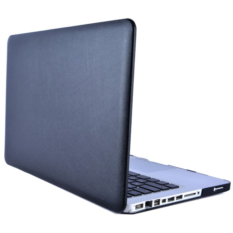 Single Side PU Leather Coated PC Cover Case with Hollow-out Bottom for MacBook Pro 16-inch (2019) (A2141) - Black