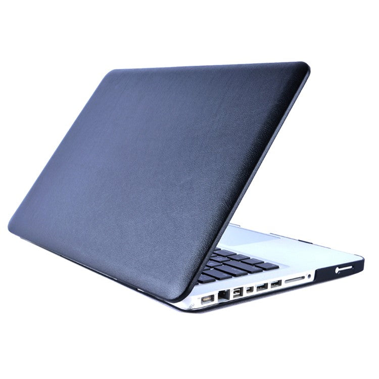 Single Side PU Leather Coated PC Cover Case with Hollow-out Bottom for MacBook Pro 16-inch (2019) (A2141) - Black