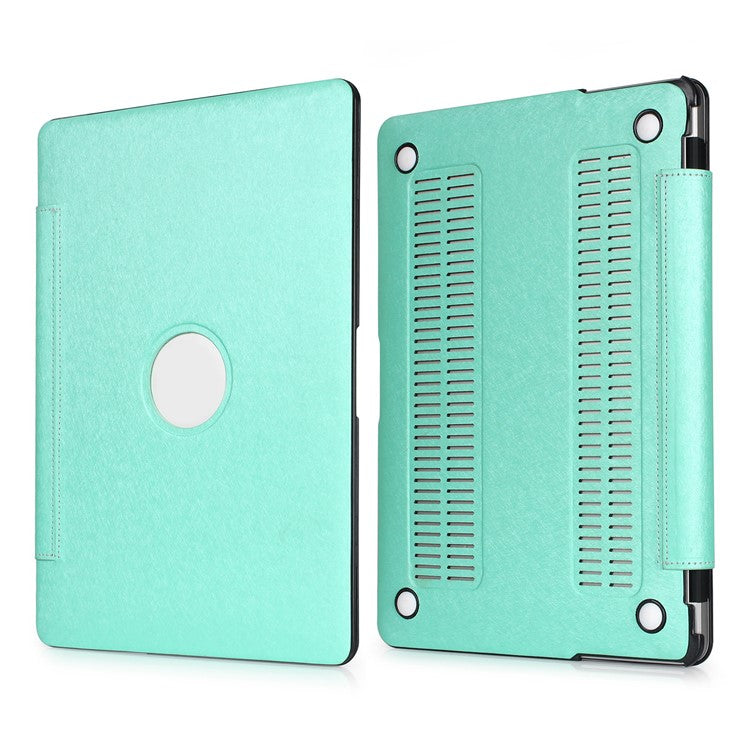 PU Leather + PC Protective Shell Cover with Hollow-out Bottom for MacBook Air 13.3 inch (A1932/A2179/A2337) - Green