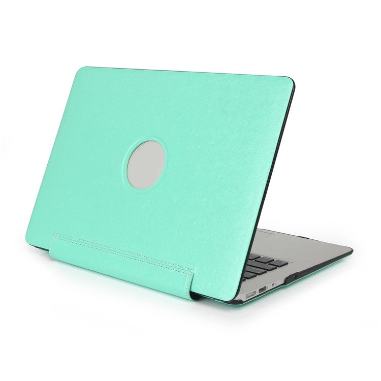 PU Leather + PC Protective Shell Cover with Hollow-out Bottom for MacBook Air 13.3 inch (A1932/A2179/A2337) - Green