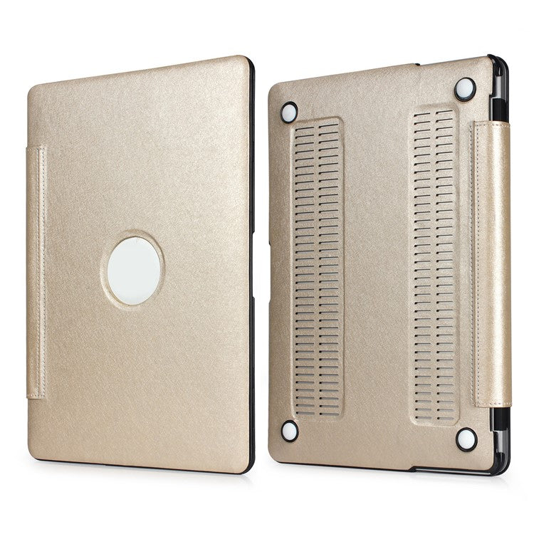 PU Leather + PC Protective Shell Cover with Hollow-out Bottom for MacBook Air 13.3 inch (A1932/A2179/A2337) - Gold