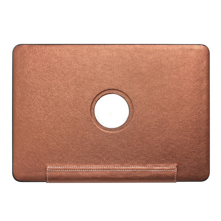 PU Leather + PC Protective Shell Cover with Hollow-out Bottom for MacBook Air 13.3 inch (A1932/A2179/A2337) - Coffee