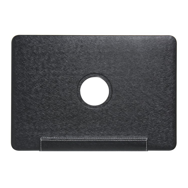 PU Leather + PC Protective Shell Cover with Hollow-out Bottom for MacBook Air 13.3 inch (A1932/A2179/A2337) - Black