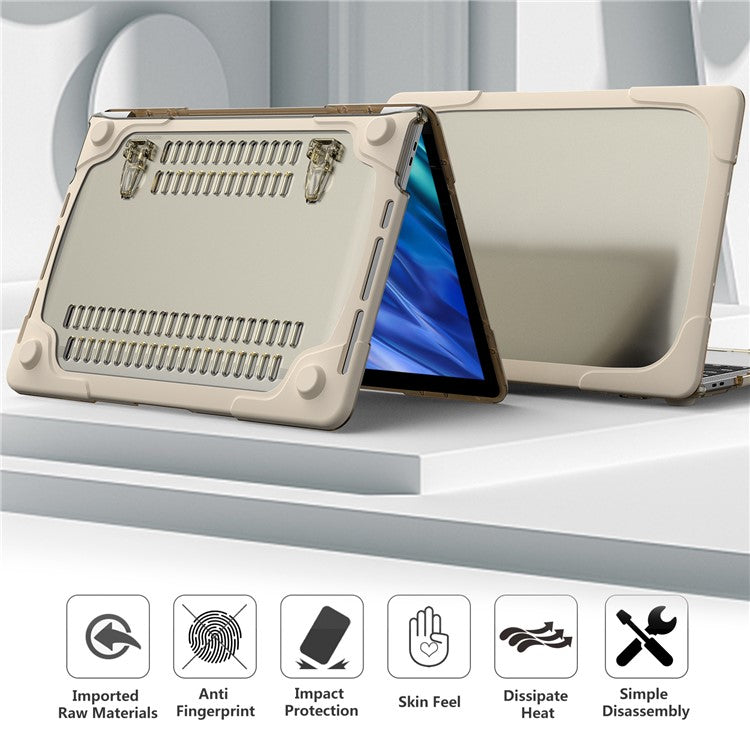 Supporting Stand PC Laptop Case Protective Notebook Cover for MacBook Air 13'' A1932 / A2179 / A2337 - Khaki