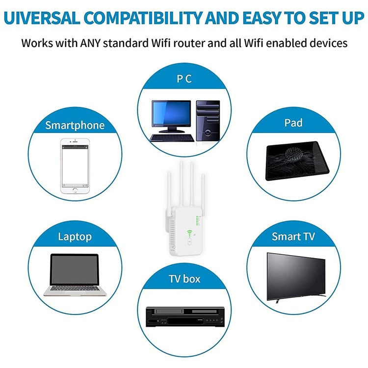 U10-300 Lightweight Repeater Wireless Router WiFi Booster 300Mbps WiFi Repeater - White / US Plug