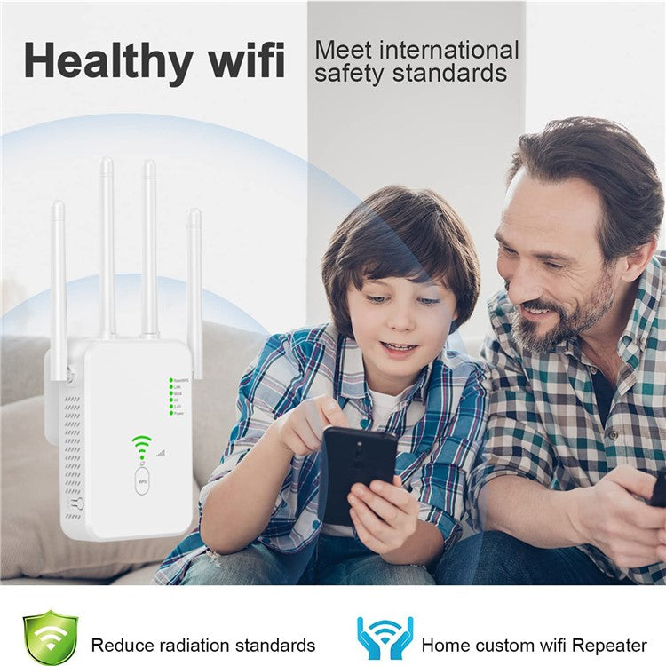 UNT-10 WiFi Repeater Router Wireless Signal Booster Dual-Band 1200Mbps WiFi Extender - White / US Plug