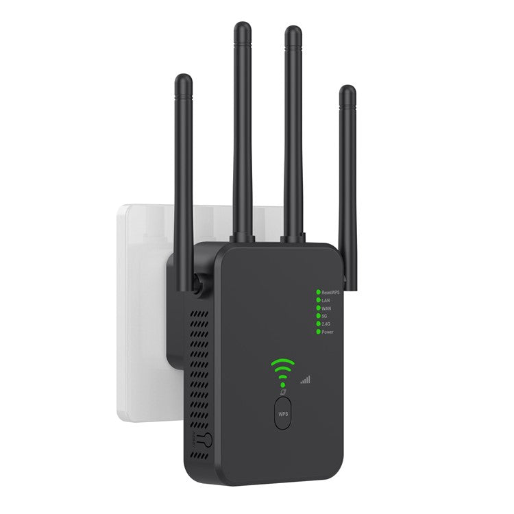 UNT-10 WiFi Repeater Router Wireless Signal Booster Dual-Band 1200Mbps WiFi Extender - Black / US Plug