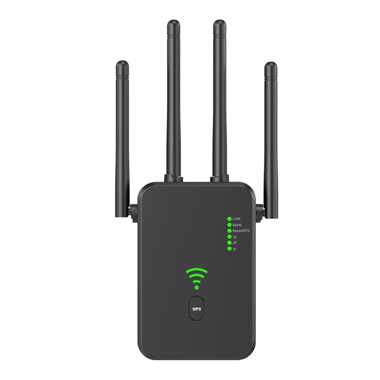 UNT-10 WiFi Repeater Router Wireless Signal Booster Dual-Band 1200Mbps WiFi Extender - Black / EU Plug