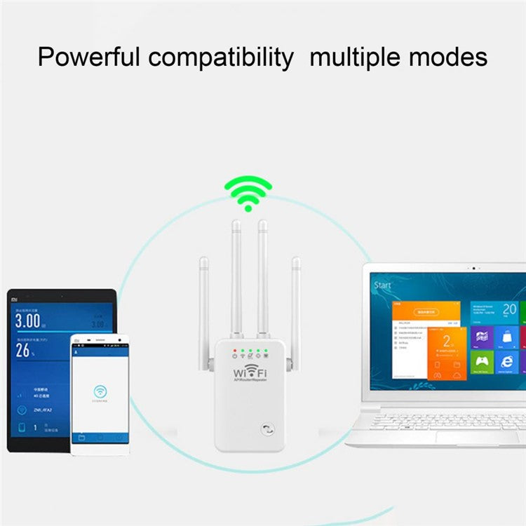 U9 Wireless Repeater 3-in-1 Function Wi-Fi Signal Booster 300Mbps WiFi Extender - Black / US Plug