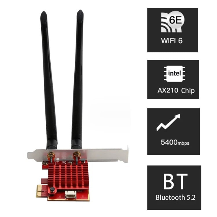 TXA116 WiFi6 Intel AX210 Chipset PCIE Adapter Bluetooth 5.2 Three Band WiFi Network Card