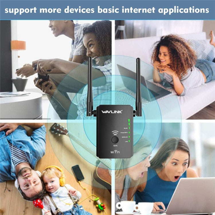 WAVLINK WS-WN578R2-B N300 WiFi Extender Home Wireless Router with 2 External Antennas - US Plug