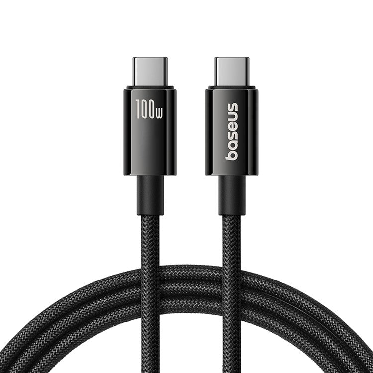 BASEUS Tungsten Gold Series Charging Cable USB-C to USB-C 100W 20Gbps Braided Data Cable, 1.5m - Black