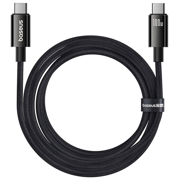 BASEUS Tungsten Gold Series Charging Cable USB-C to USB-C 100W 20Gbps Braided Data Cable, 1.5m - Black