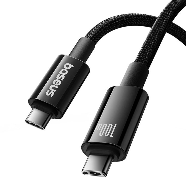 BASEUS Tungsten Gold Series Charging Cable USB-C to USB-C 100W 20Gbps Braided Data Cable, 1.5m - Black