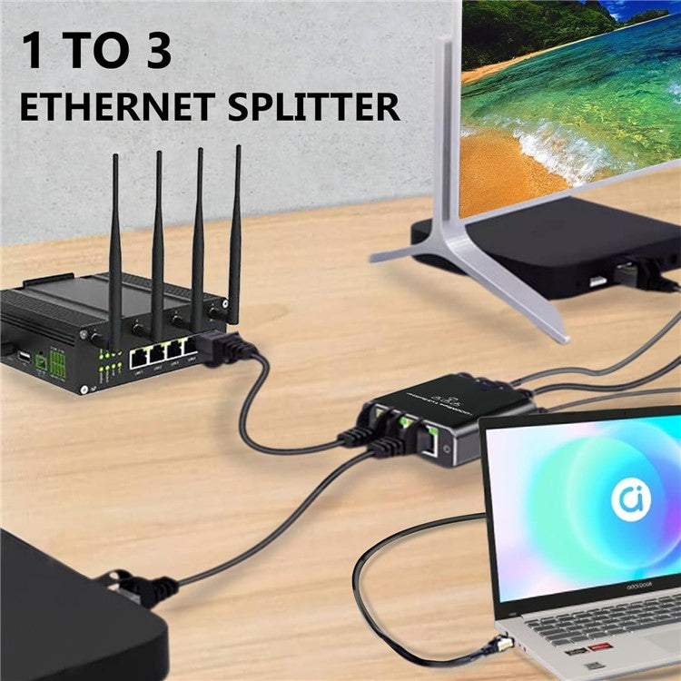 RJ45 Gigabit Network Distributor 1000Mbps 1x3 Splitter for PC / Router / Projector