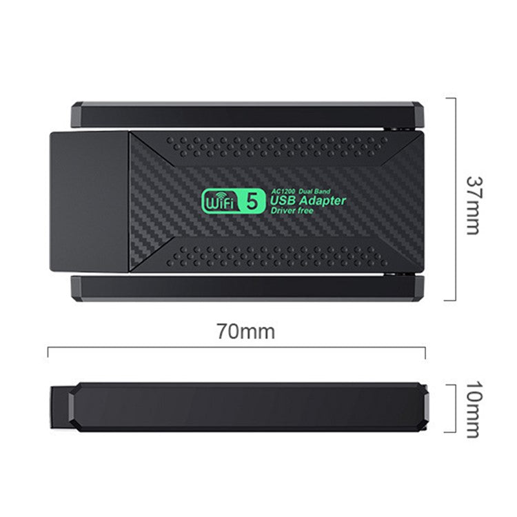 ZT02 Dual Band Driver-Free USB3.0 5G Wireless Network Adapter for Desktop PC, Laptop, 1200Mbps WiFi Wireless Adapter