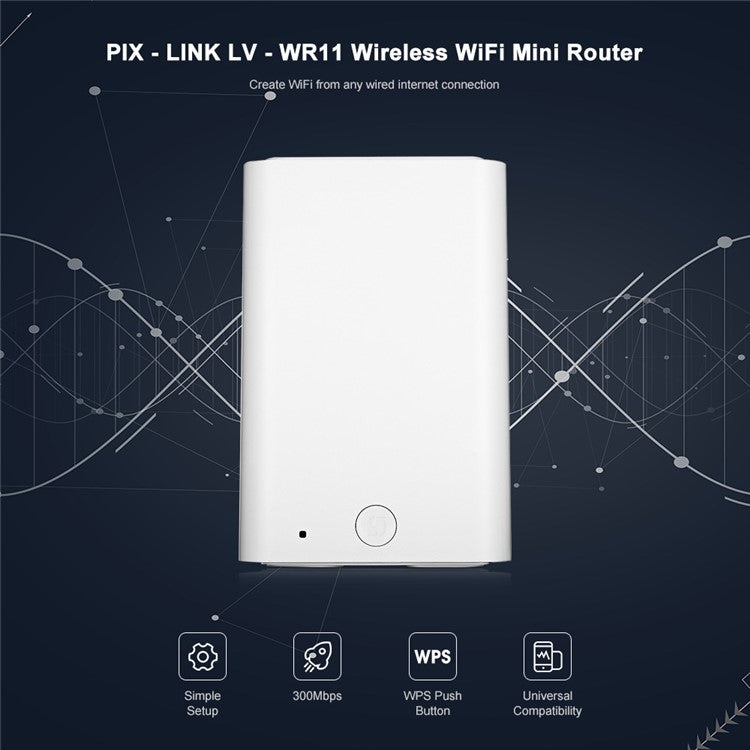 PIX-LINK Compact Size WiFi Extender WiFi Booster Indoor WiFi Signal Booster 300Mbps WiFi Amplifier Long Range Wireless Repeater - US Plug