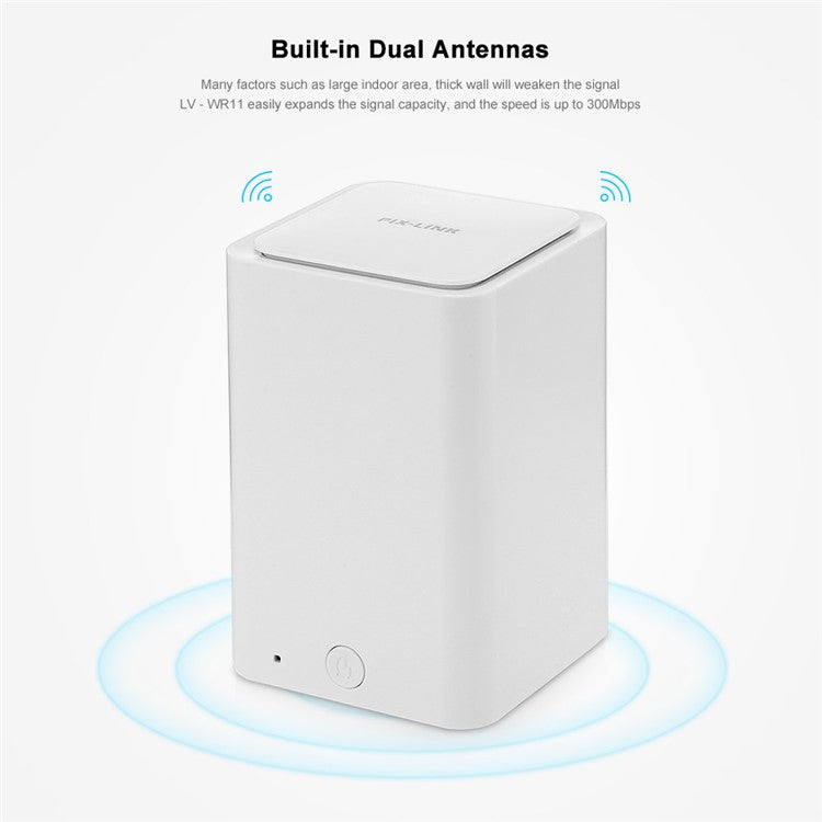 PIX-LINK Compact Size WiFi Extender WiFi Booster Indoor WiFi Signal Booster 300Mbps WiFi Amplifier Long Range Wireless Repeater - US Plug