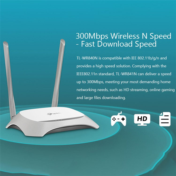 TP-LINK WDR841 300Mbps 2.4G WiFi Extender Repeater Wireless Network Signal Booster Router - White / EU Plug