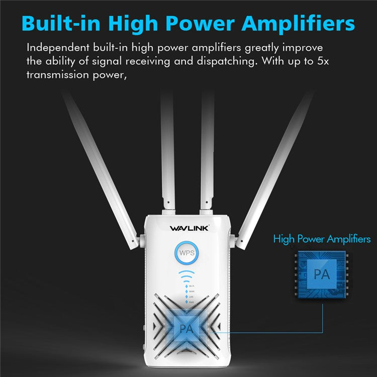 WAVLINK WN579X3 AC1200 Wireless Router 2.4G / 5G Dual Band WiFi Repeater with 4x 5dBi Antennas - US Plug