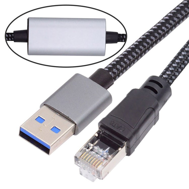 UT-024-AM 1.2m USB to Ethernet Cable USB-A 3.0 to RJ45 Male Cord 1000Mbps Gigabit LAN Network Compatible with USB2.0, AX88179 Chip