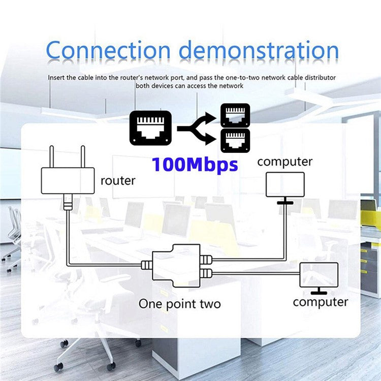 UT-015 100Mbps STP UTP RJ45 8P8C Plug to Dual RJ45 Hub Splitter Network Ethernet Switcher Adapter with USB Power Cable