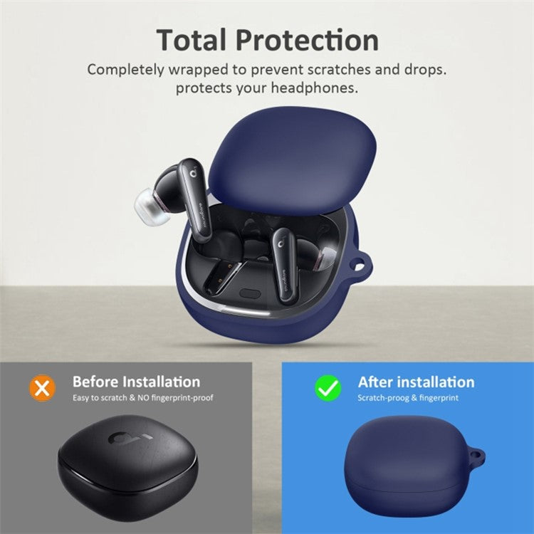 Silicone Sleeve for Anker Soundcore Liberty 4 , Bluetooth Earphone Charging Case Anti-dust Cover - Black