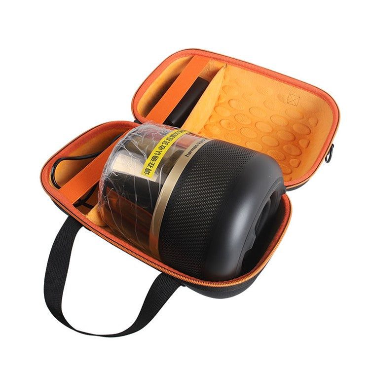 For Harman Kardon Allure Essential Carrying Case Bluetooth Speaker Storage Bag with Shoulder Strap - Black  /  Orange