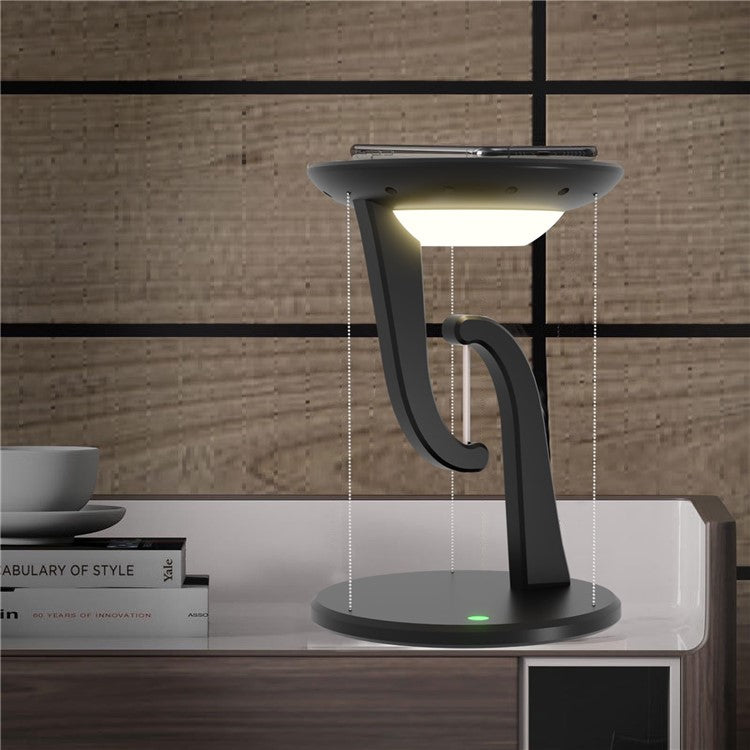 15W Mobile Phone Wireless Charger Suspended Anti-Gravity Desk Lamp Atmosphere Night Light - Black