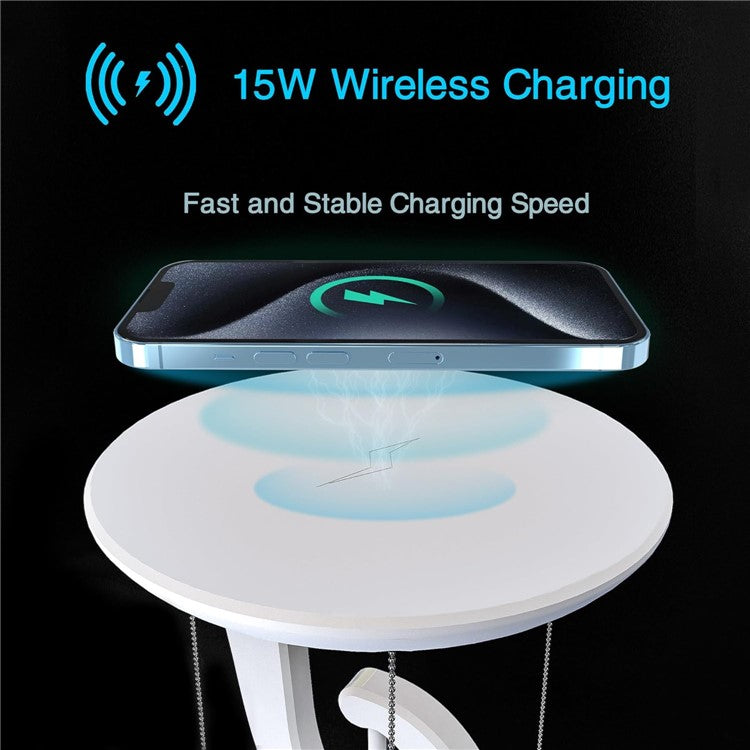 15W Mobile Phone Wireless Charger Suspended Anti-Gravity Desk Lamp Atmosphere Night Light - Black