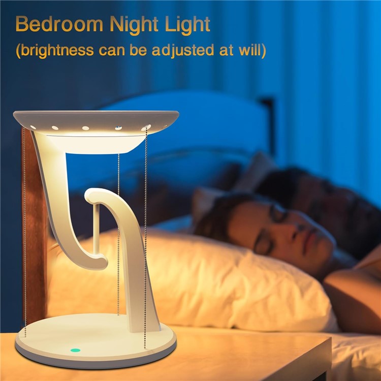 15W Mobile Phone Wireless Charger Suspended Anti-gravity Desk Lamp Atmosphere Night Light - White