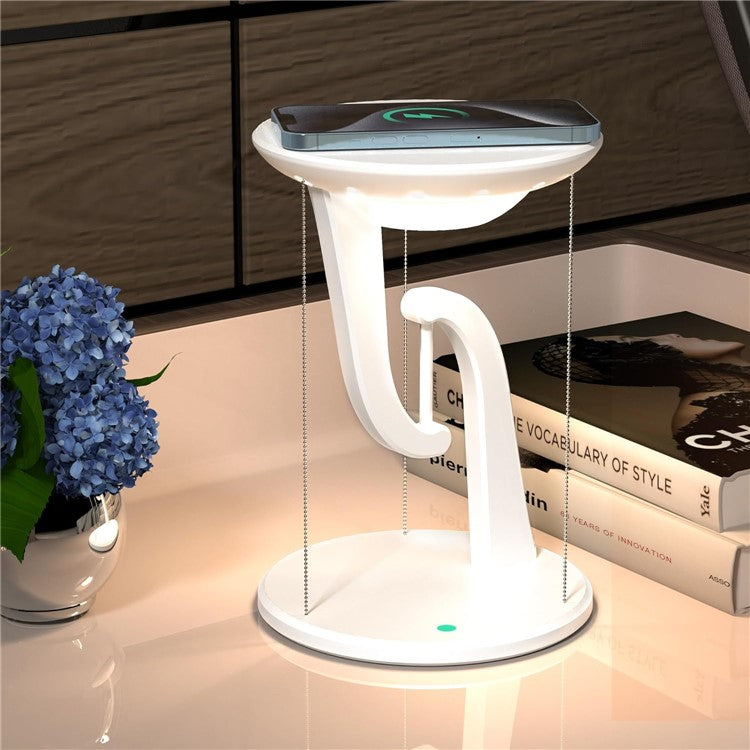 15W Mobile Phone Wireless Charger Suspended Anti-gravity Desk Lamp Atmosphere Night Light - White