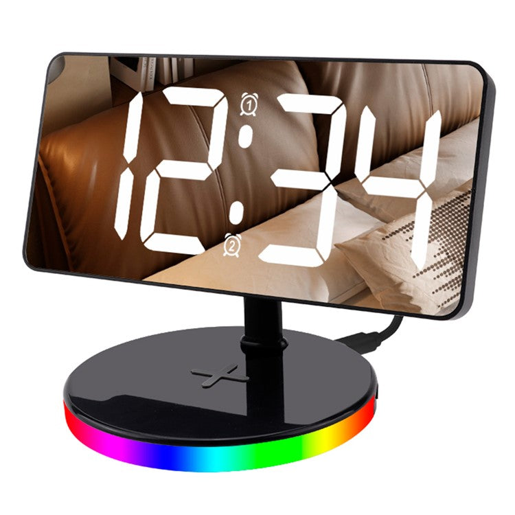 TS-3001-B White LED Digital Alarm Clock 15W Phone Wireless Charger Night Light