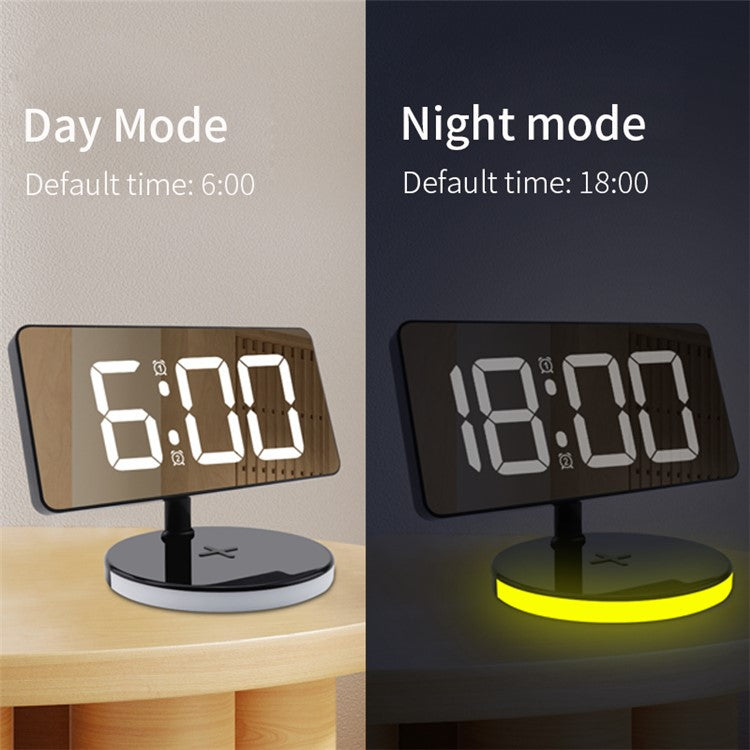 TS-3001-B White LED Digital Alarm Clock 15W Phone Wireless Charger Night Light