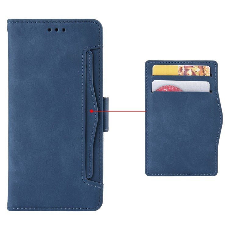 PU Leather Multiple Card Slots Double Magnetic Clasp Case for vivo X80 Pro 5G, Wallet Stand Style Phone Cover - Blue