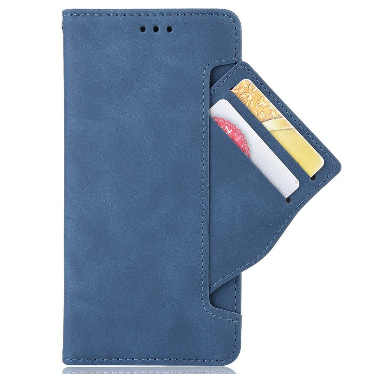 PU Leather Multiple Card Slots Double Magnetic Clasp Case for vivo X80 Pro 5G, Wallet Stand Style Phone Cover - Blue