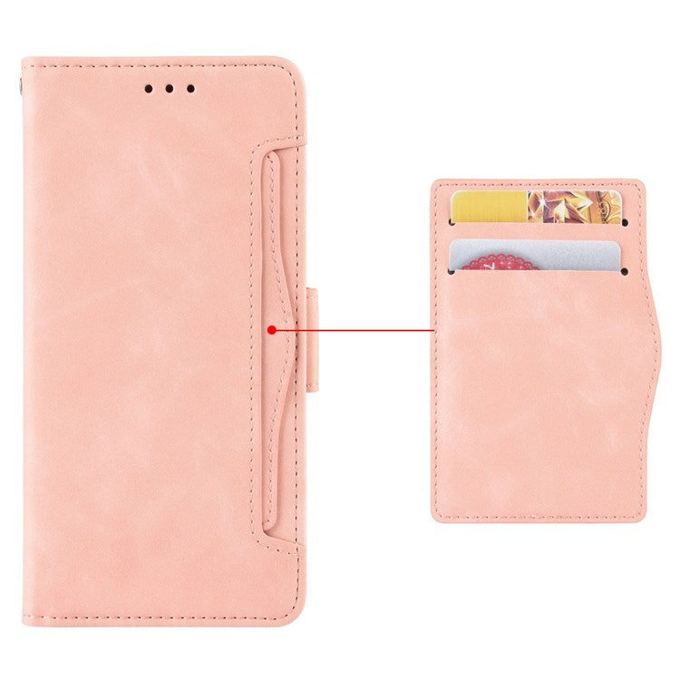 PU Leather Multiple Card Slots Double Magnetic Clasp Case for vivo X80 Pro 5G, Wallet Stand Style Phone Cover - Pink