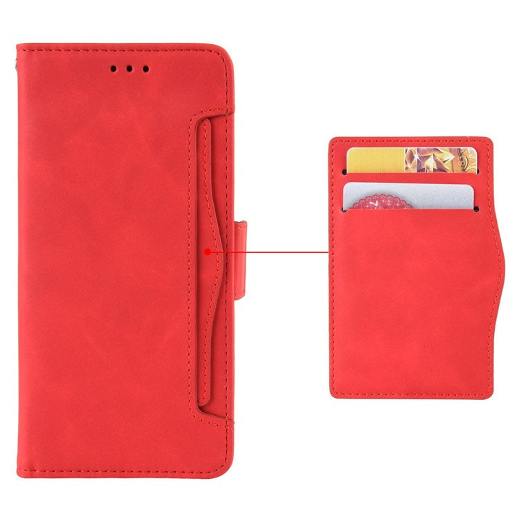 PU Leather Multiple Card Slots Double Magnetic Clasp Case for vivo X80 Pro 5G, Wallet Stand Style Phone Cover - Red