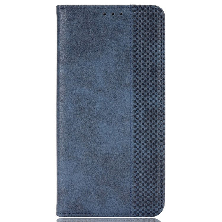 Retro Texture Anti-scratch Phone Case for vivo X80 Pro 5G, PU Leather Stand Wallet Magnetic Absorption Protective Cover - Blue