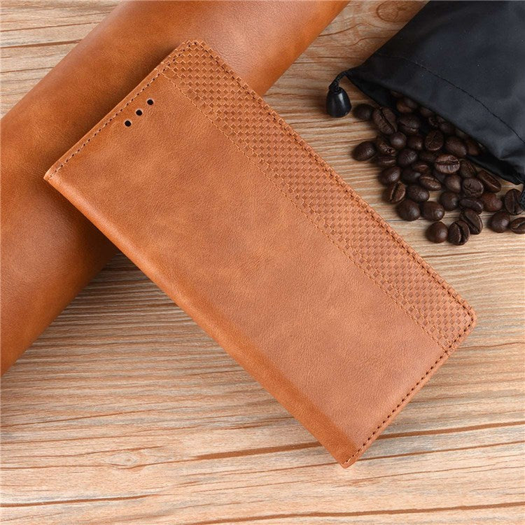 Retro Texture Anti-scratch Phone Case for vivo X80 Pro 5G, PU Leather Stand Wallet Magnetic Absorption Protective Cover - Brown