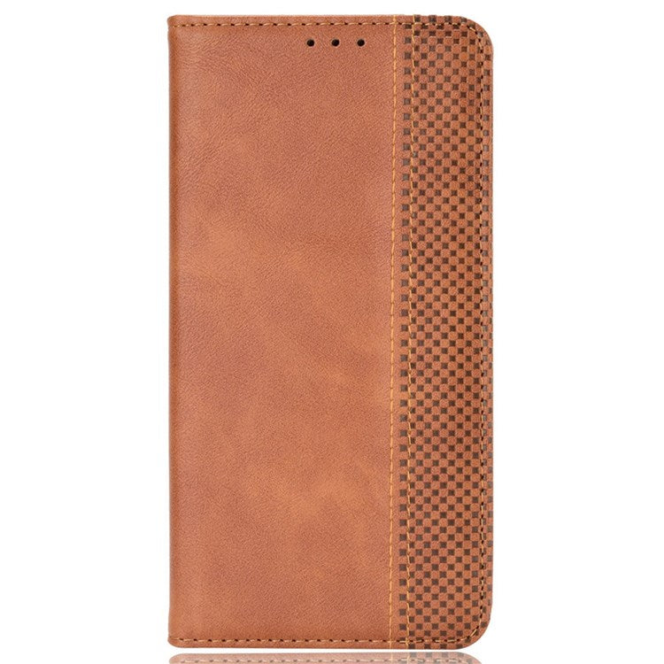 Retro Texture Anti-scratch Phone Case for vivo X80 Pro 5G, PU Leather Stand Wallet Magnetic Absorption Protective Cover - Brown